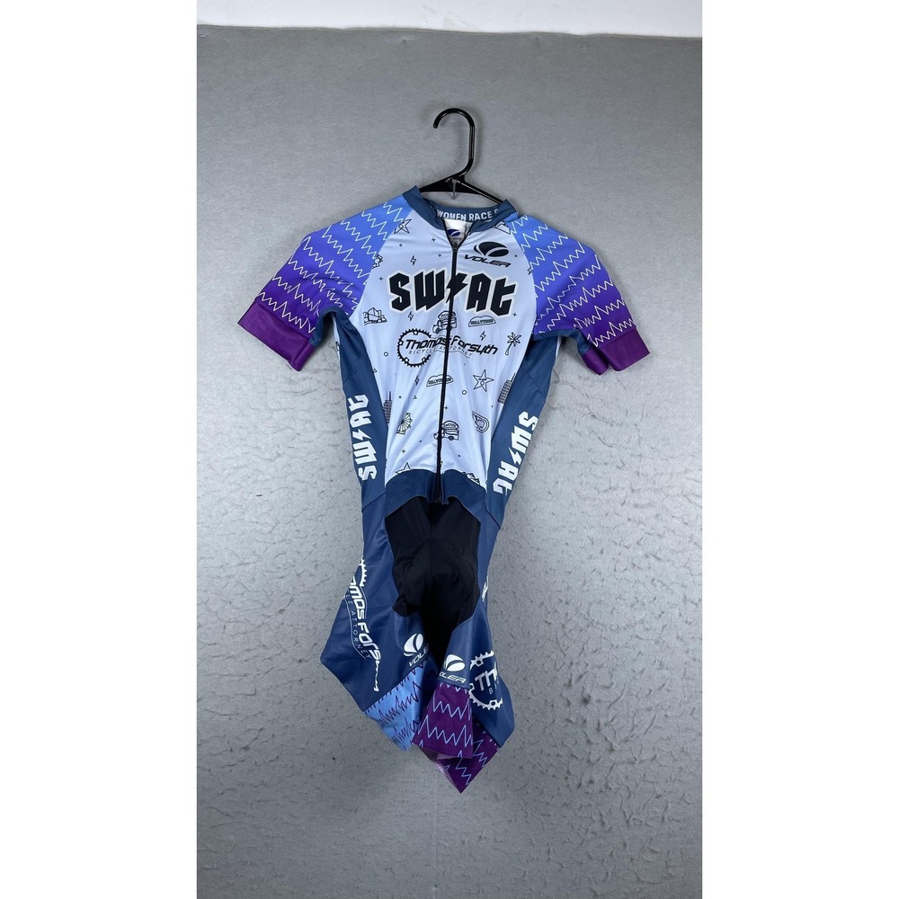Voler Cycling Skinsuit Womens XL‎ Blue SWAT Thomas Forsyth Short Sleeve Padded
